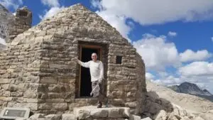 Randy at the Muir Hut on the John Muir Trail in the High Sierras