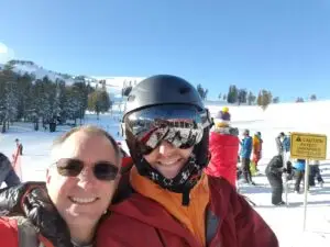 Randy and Ross skiing