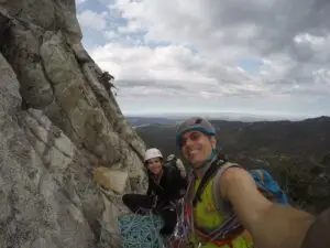 Randy and Josh rock climbing