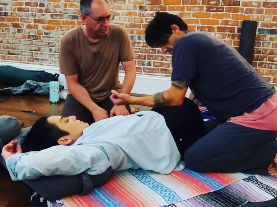 Randy teaching Thai Massage and how to access the Tensor Fascae Latae