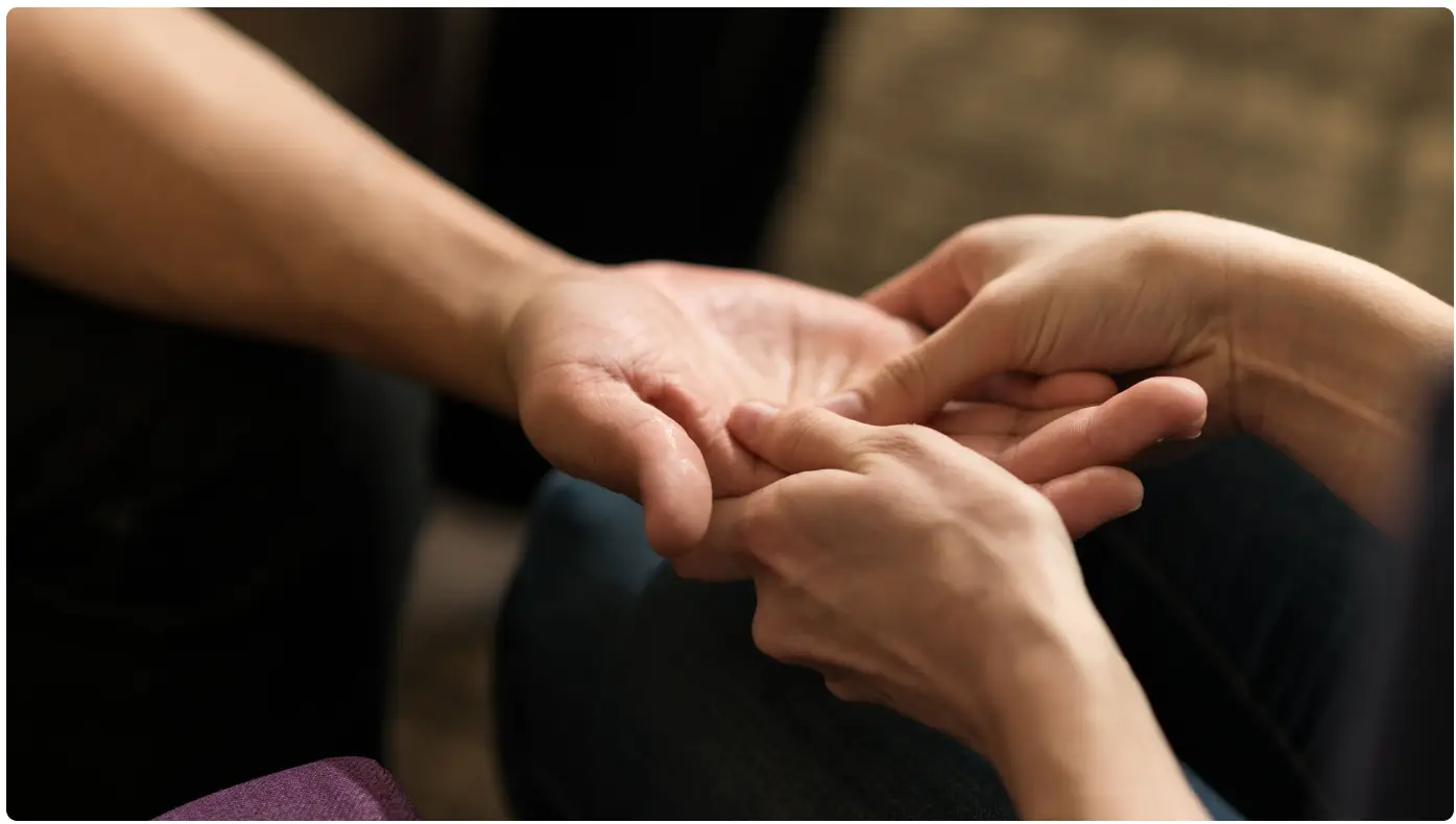 detailed massage work on the hand